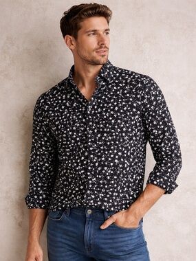 Express Extra Slim Men’s Floral Button Down Shirt – Size S